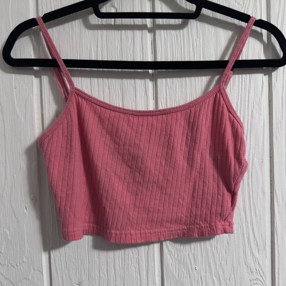 Pink Ribbed Cropped Top - Picture 1 of 4